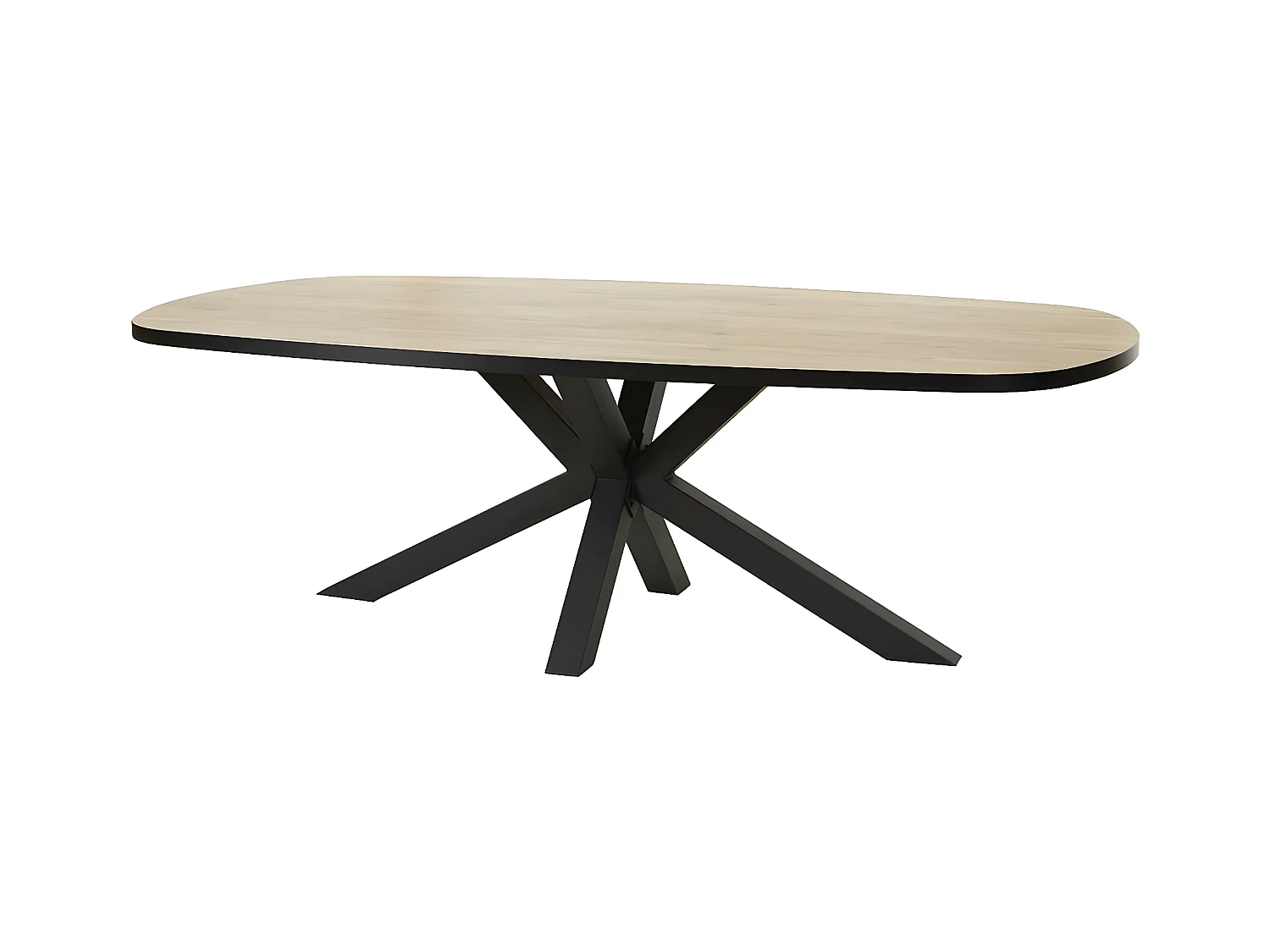 CEDRA - Table Repas Ovale 230cm Aspect Bois Piètement Métal