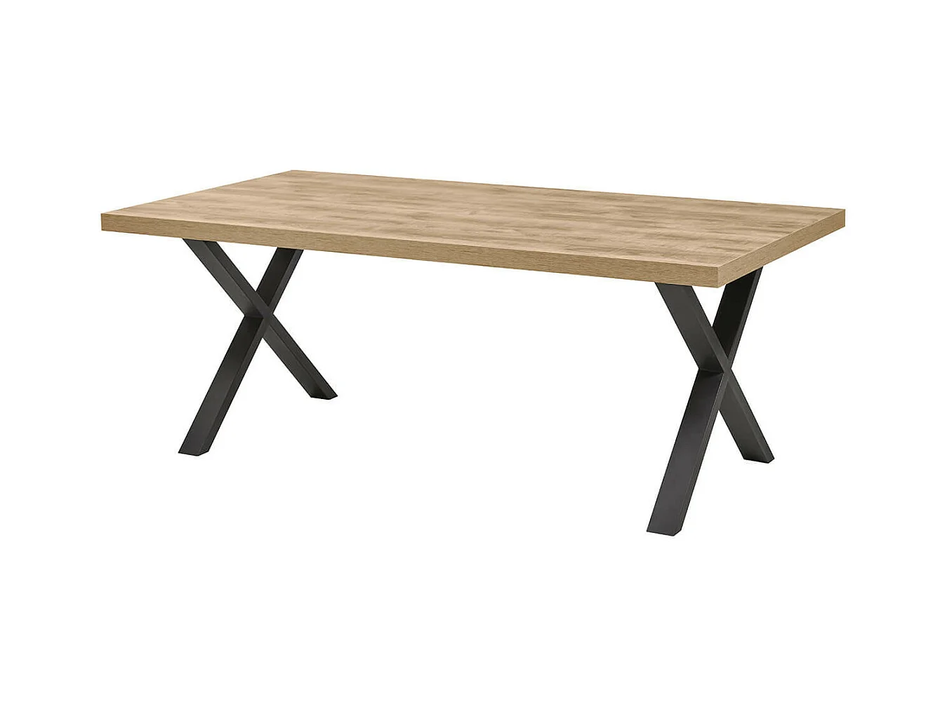 CARSON - Table 170cm Aspect Bois Piètement X Métal Poudré Noir