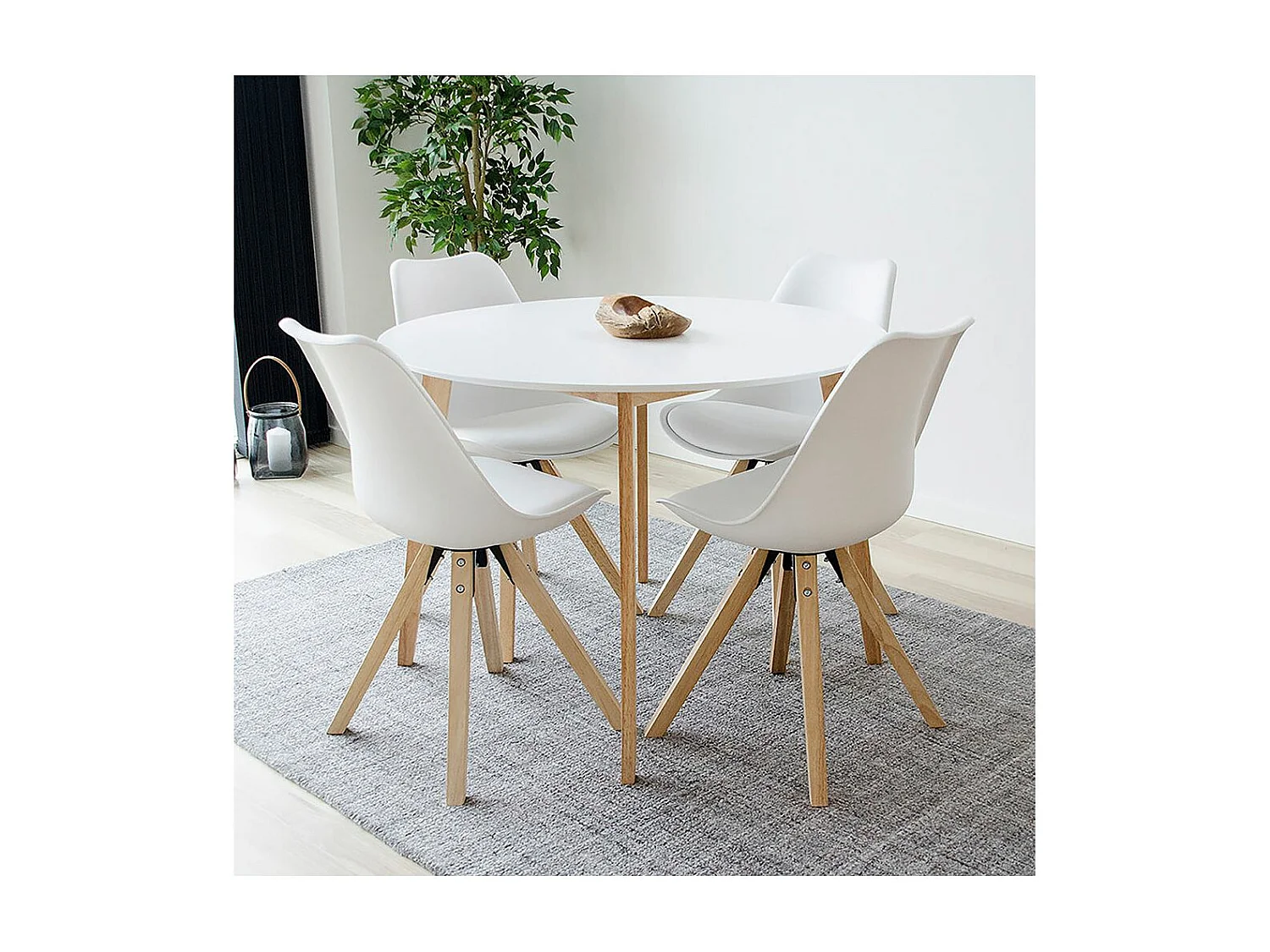GRAM - Table Repas Ronde 105cm Naturelle et Blanche