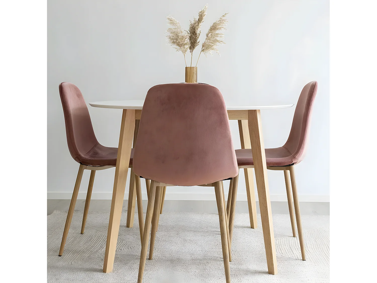 GRAM - Table Repas Ronde 105cm Naturelle et Blanche