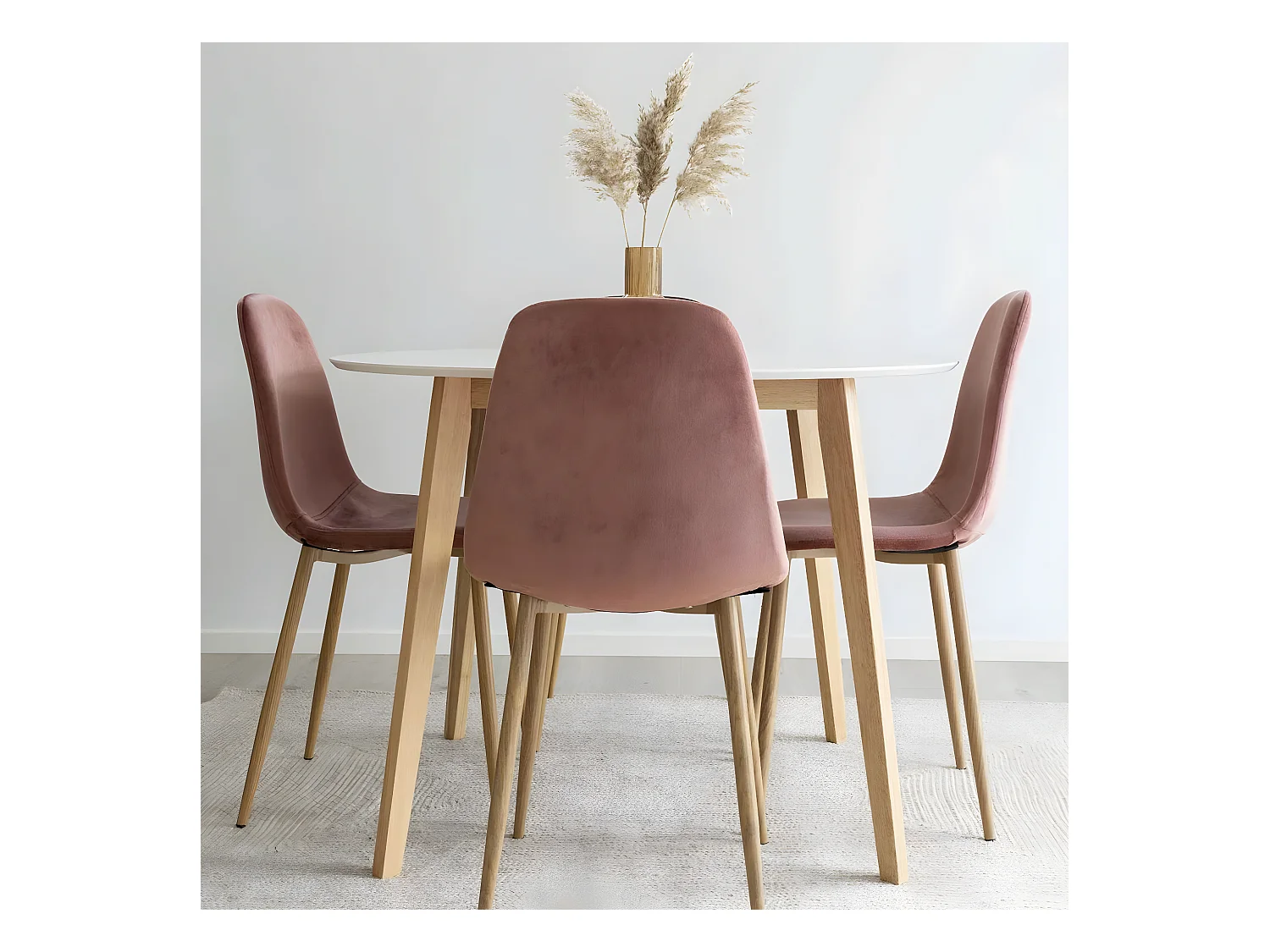 GRAM - Table Repas Ronde 105cm Naturelle et Blanche