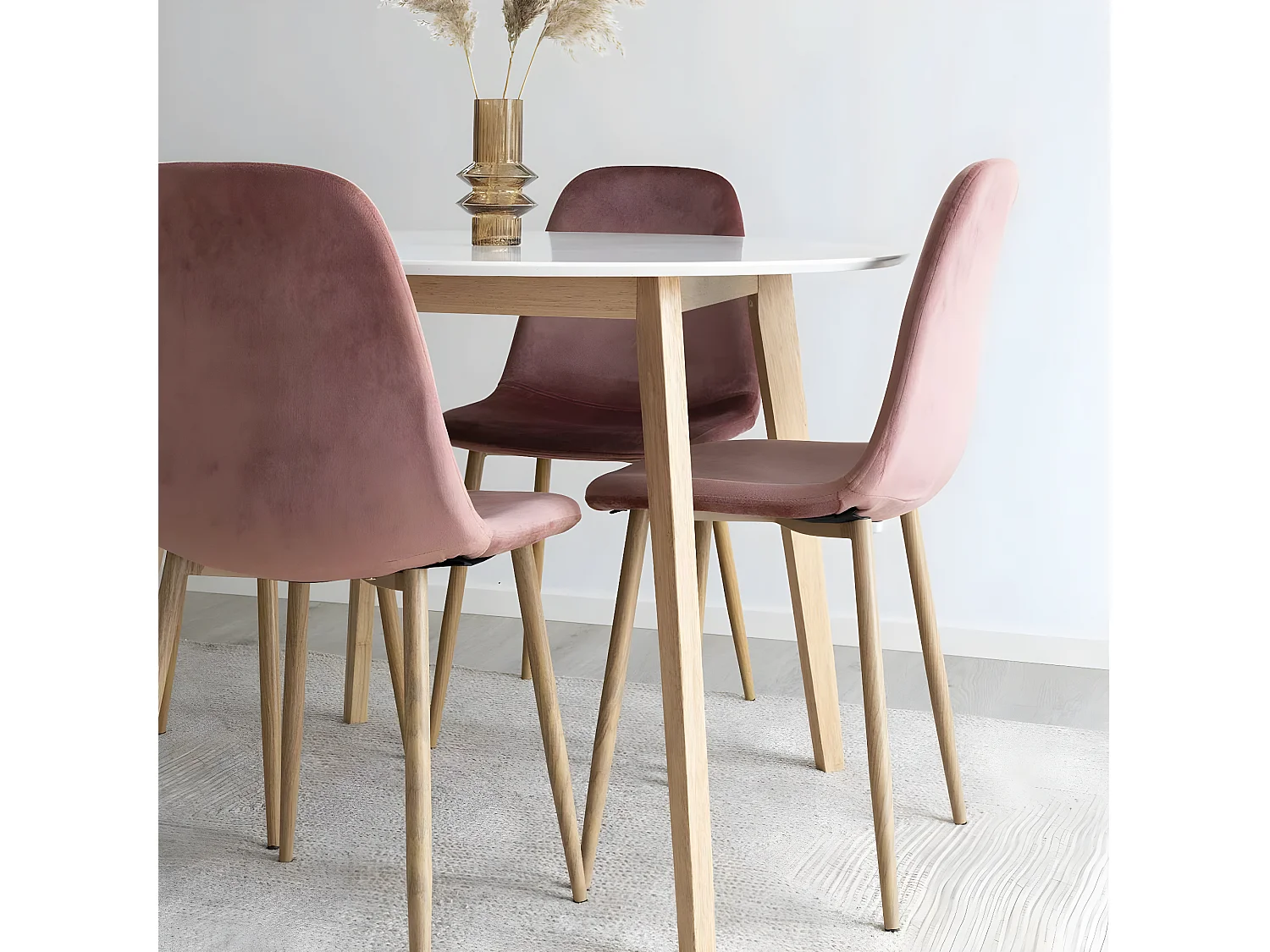 GRAM - Table Repas Ronde 105cm Naturelle et Blanche