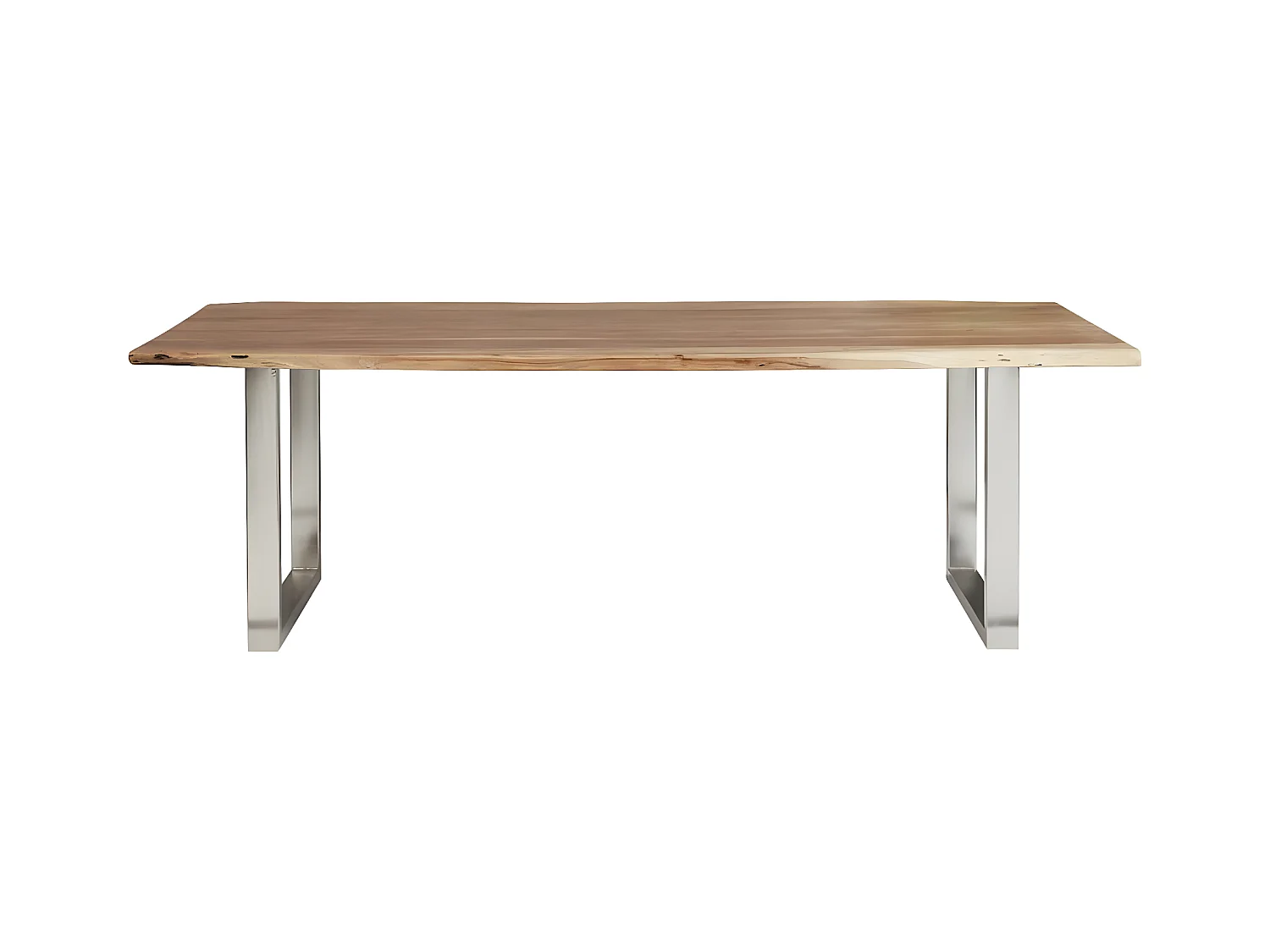 JAIPUR - Table Repas 160cm Acacia et Métal Chromé Piètement U