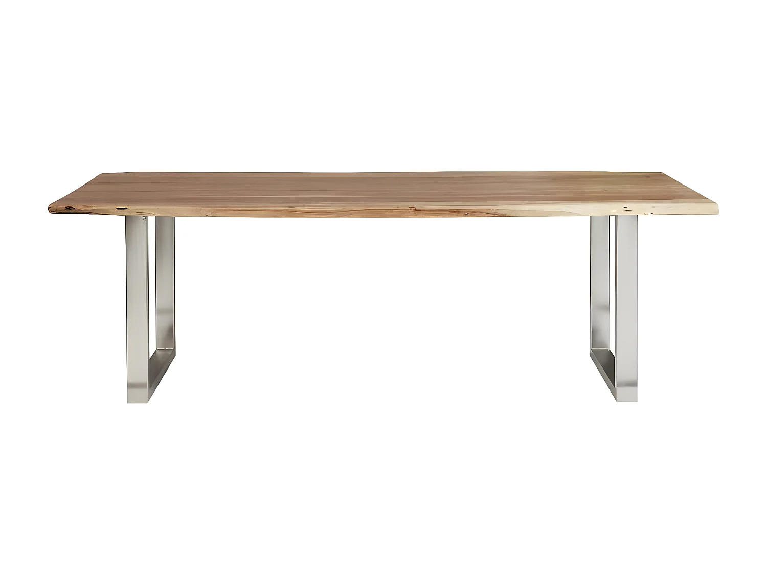 JAIPUR - Table Repas 160cm Acacia et Métal Chromé Piètement U