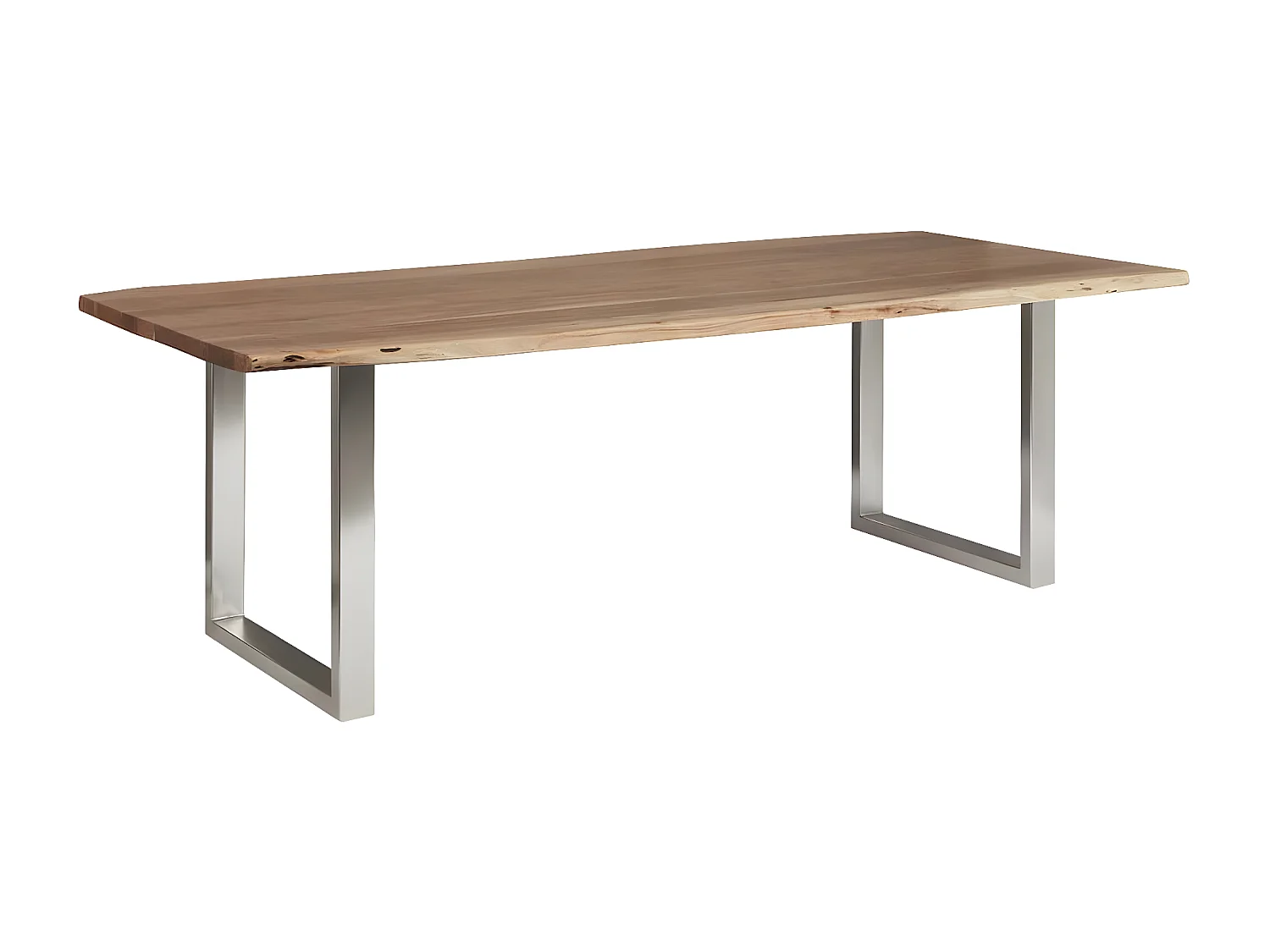 JAIPUR - Table Repas 160cm Acacia et Métal Chromé Piètement U