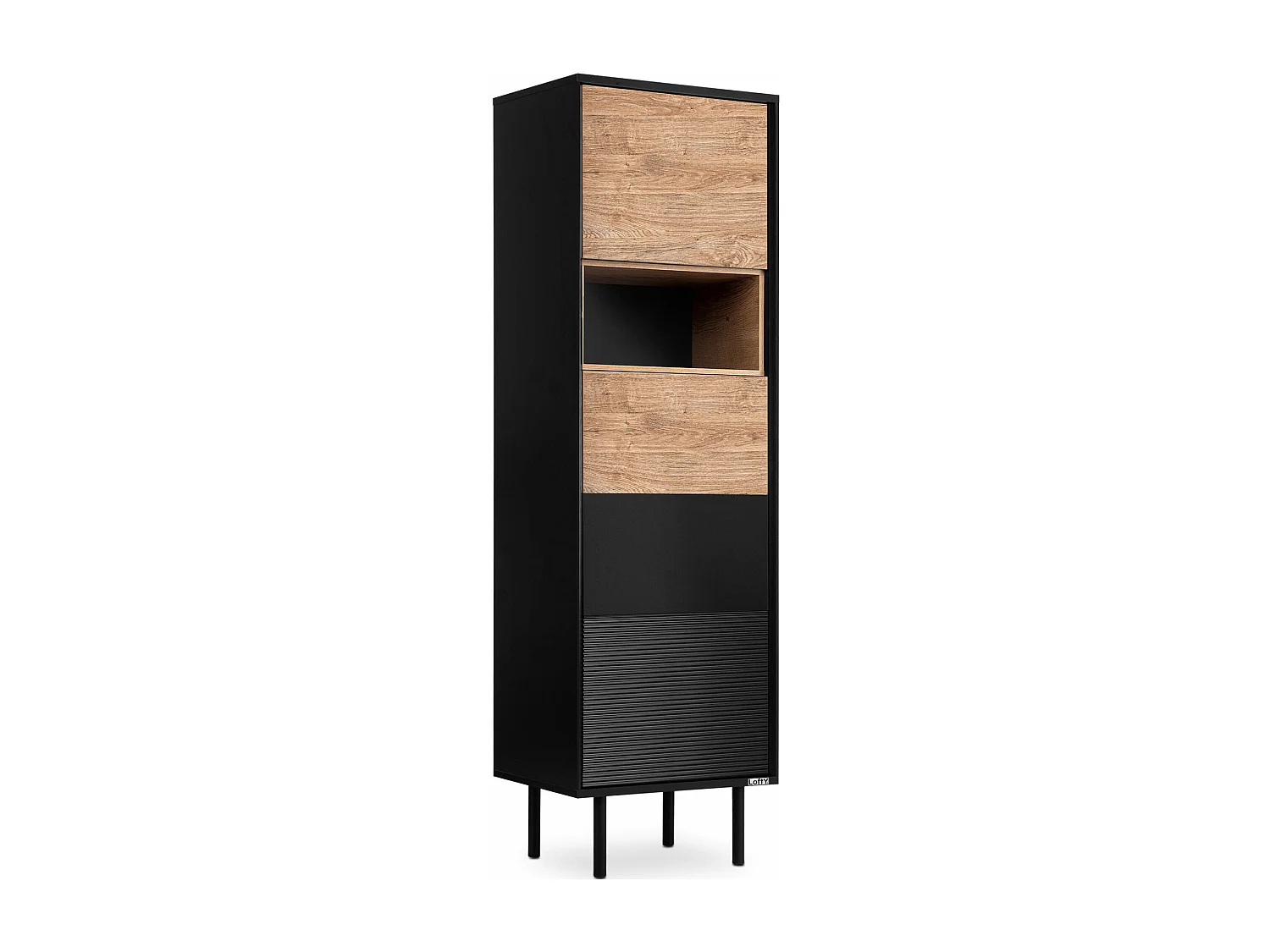 Regal Kreuzeinlage - schwarz - Eiche natur - LOFTY