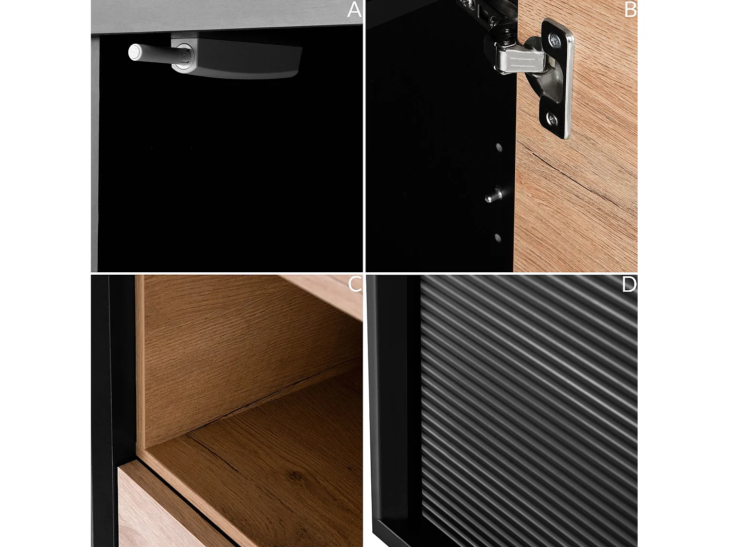 Regal Kreuzeinlage - schwarz - Eiche natur - LOFTY