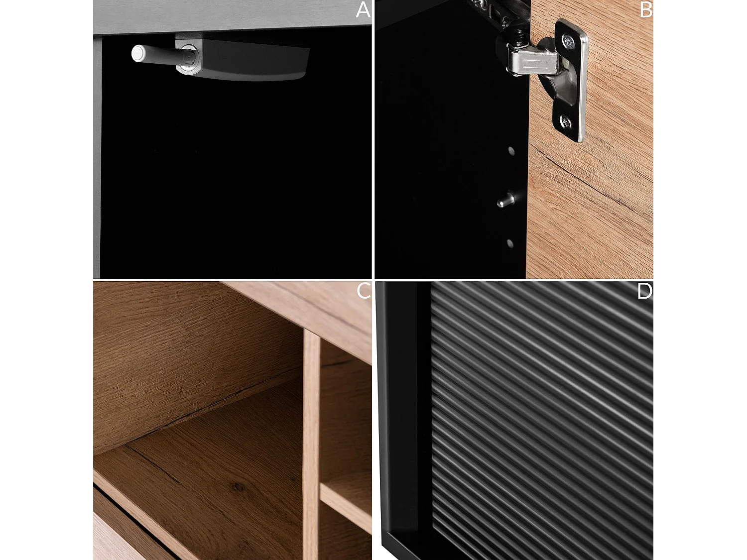 Regal Kreuzeinlage - schwarz - Eiche natur - LOFTY