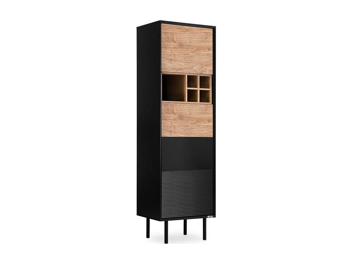 Regal Kreuzeinlage - schwarz - Eiche natur - LOFTY