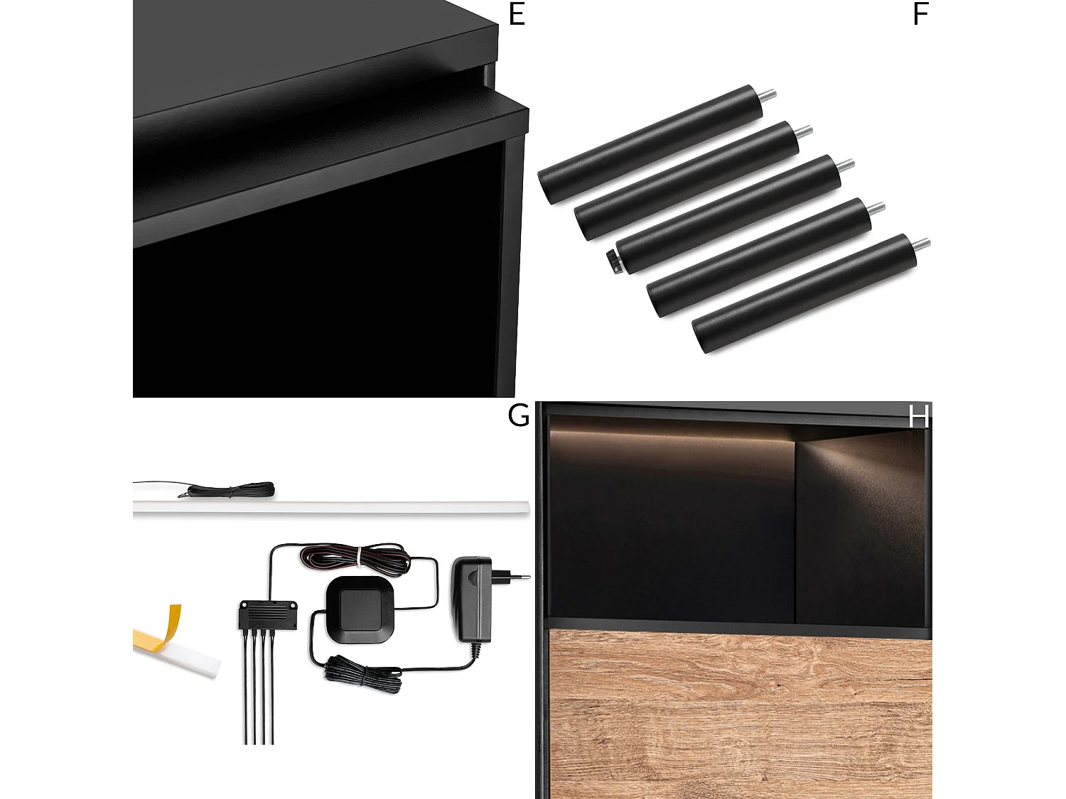 Bücherregal mit Einsatz - schwarz - LOFTY