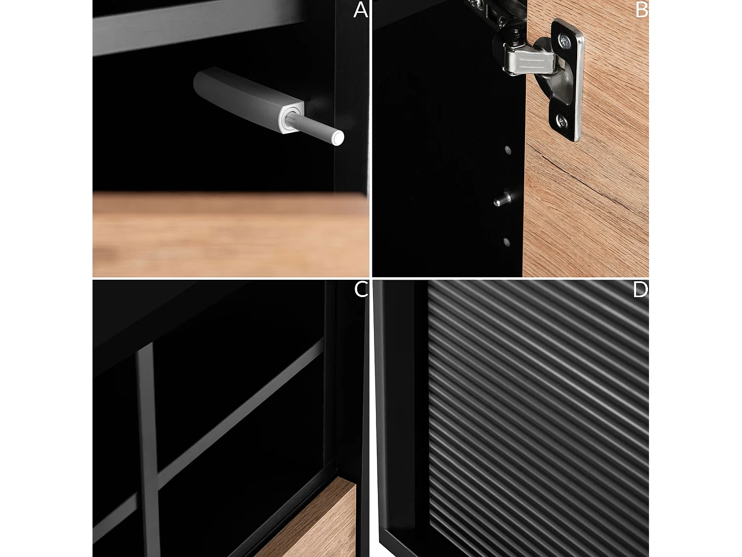 Regal Kreuzeinlage - schwarz - Eiche natur - LOFTY