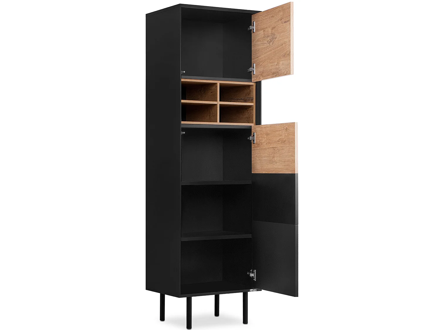 Regal Kreuzeinlage - schwarz - Eiche natur - LOFTY