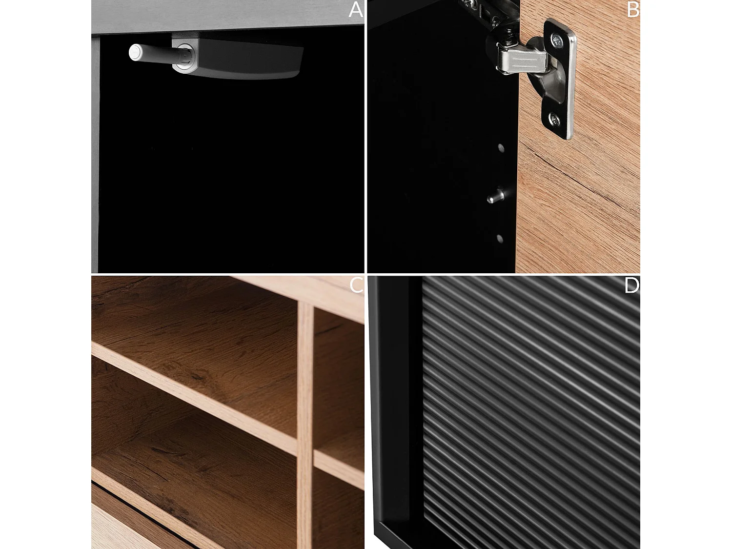 Regal Kreuzeinlage - schwarz - Eiche natur - LOFTY