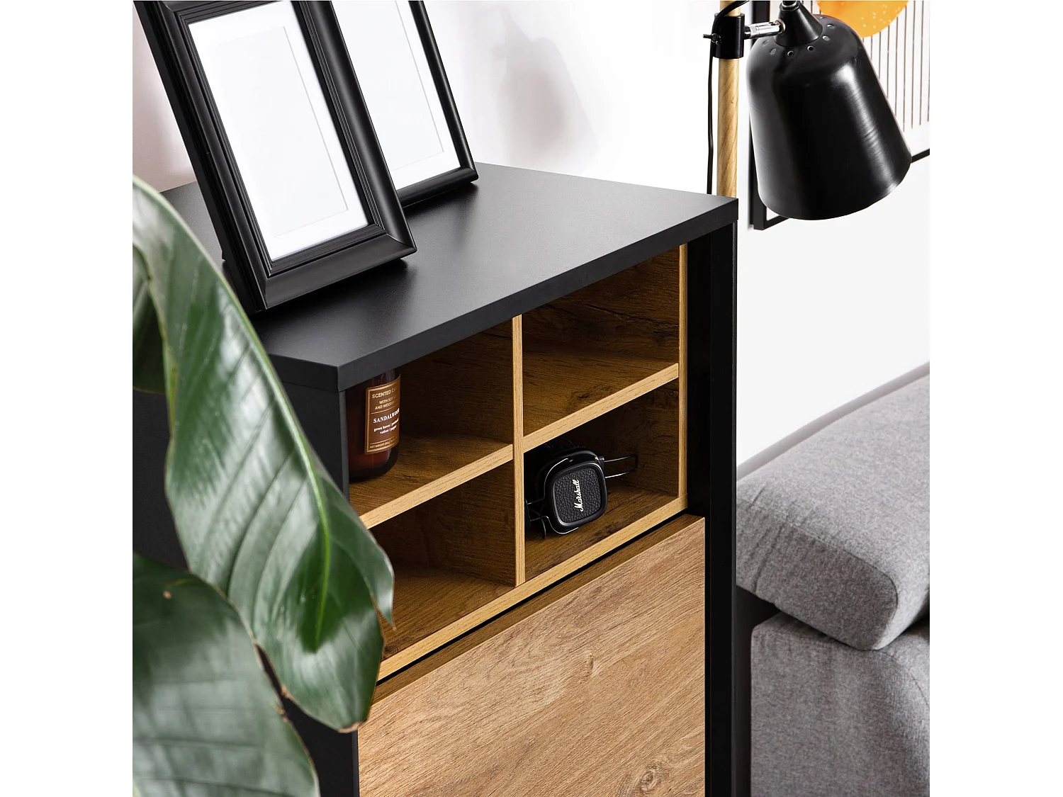 Regal TV/HiFi-Einlage - schwarz - LOFTY