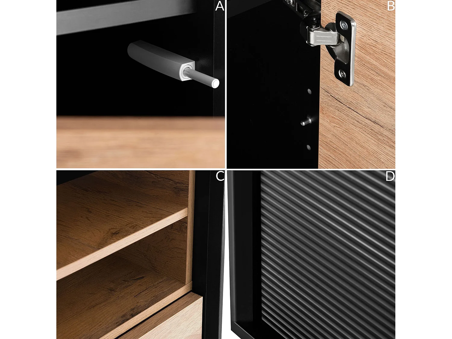 Regal TV/HiFi-Einlage - schwarz - LOFTY