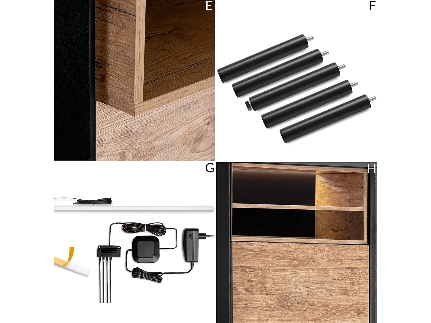 Regal TV/HiFi-Einlage - schwarz - LOFTY