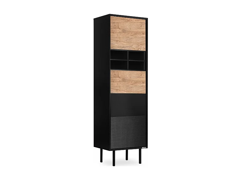 Regal Kreuzeinlage - schwarz - Eiche natur - LOFTY