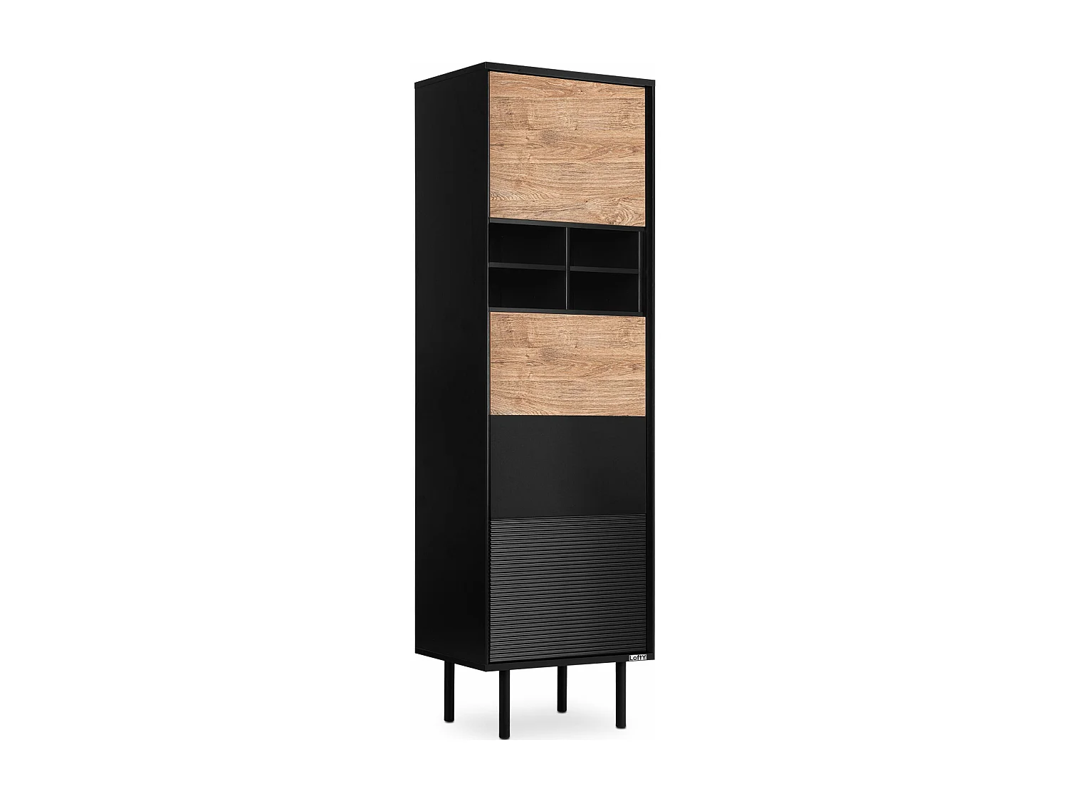 Regal Kreuzeinlage - schwarz - Eiche natur - LOFTY