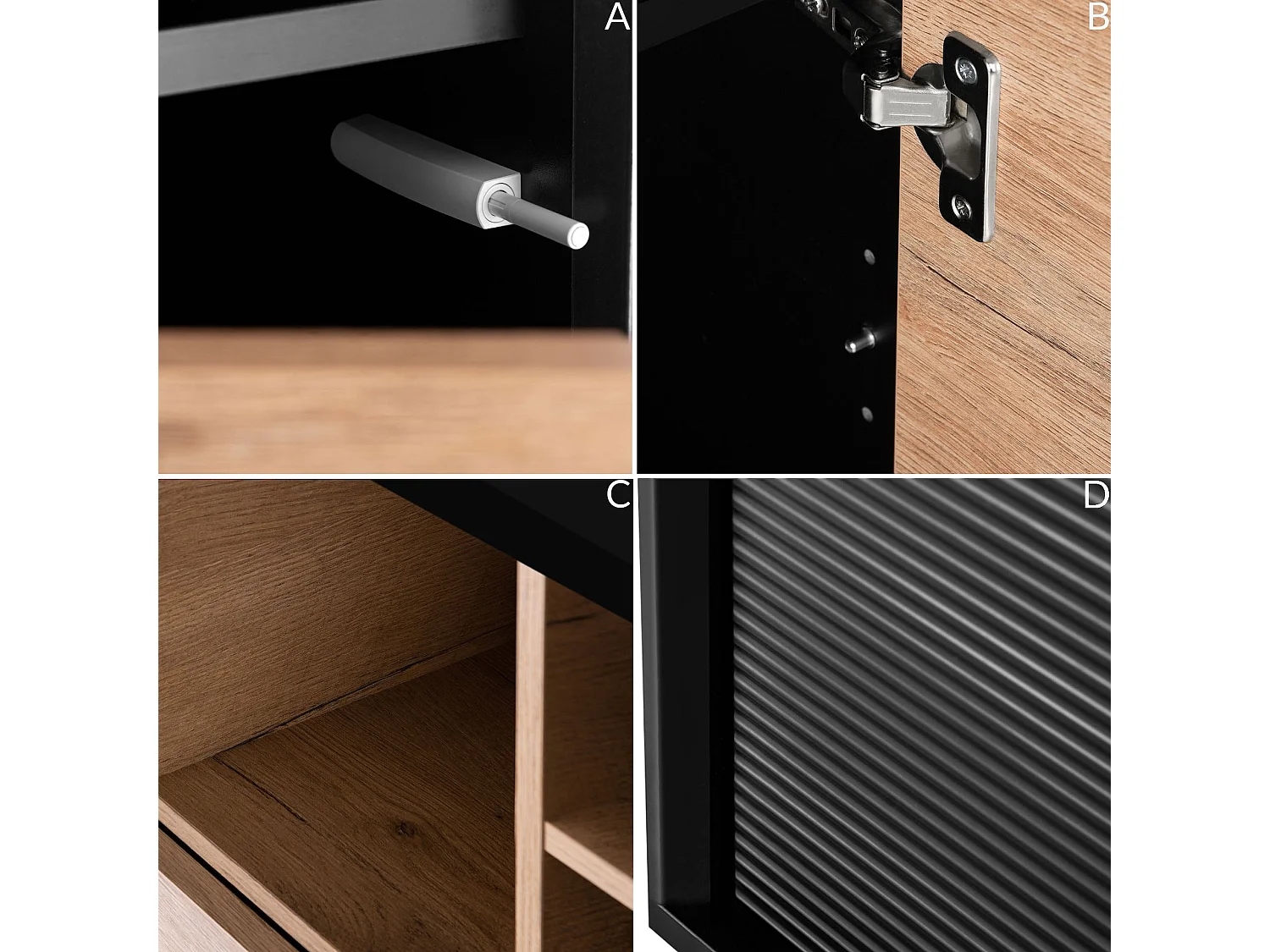 Regal Kreuzeinlage - schwarz - Eiche natur - LOFTY