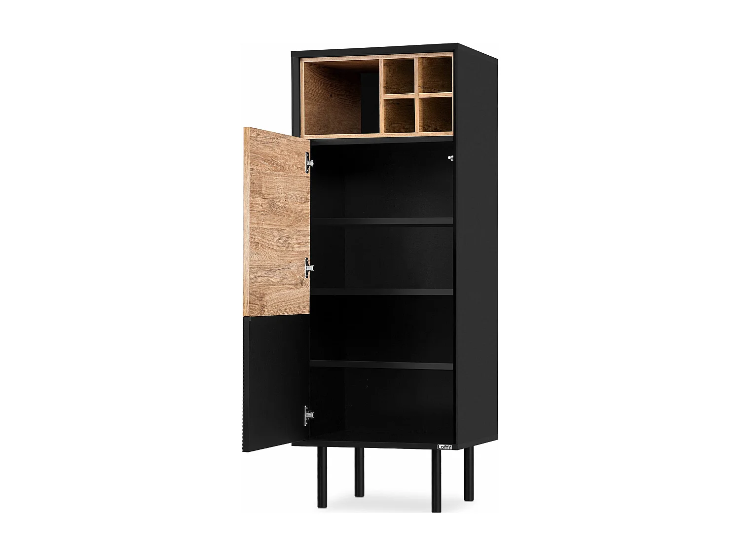 Regal Kreuzeinlage - schwarz - Eiche natur - LOFTY