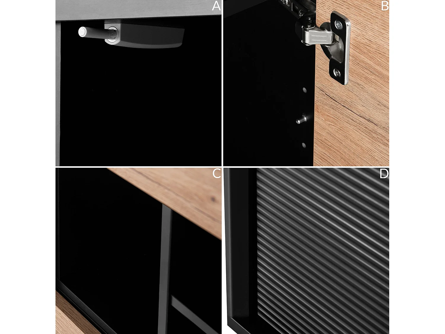 Regal Kreuzeinlage - schwarz - Eiche natur - LOFTY