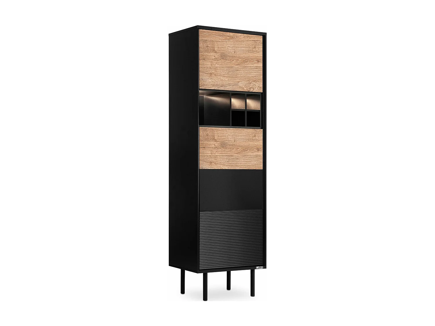 Regal Kreuzeinlage - schwarz - Eiche natur - LOFTY