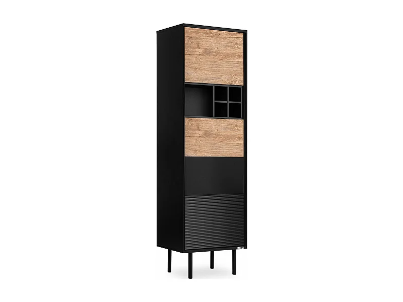 Regal Kreuzeinlage - schwarz - Eiche natur - LOFTY