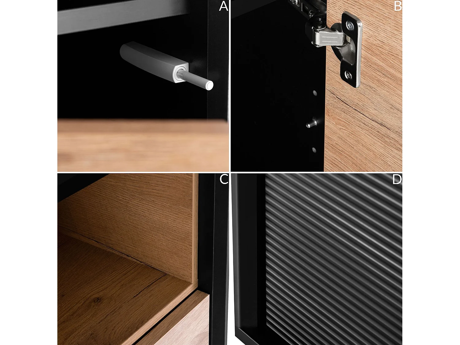 Regal mit Massivholzbeine - schwarz - LOFTY