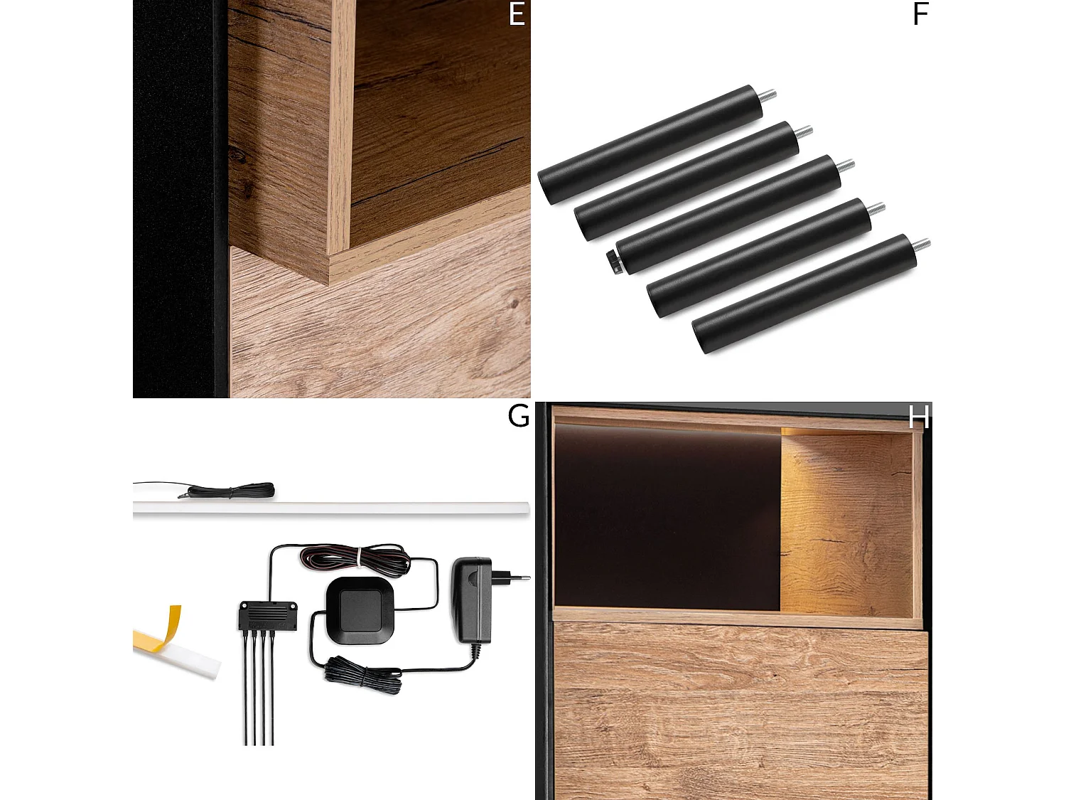 Regal mit Massivholzbeine - schwarz - LOFTY