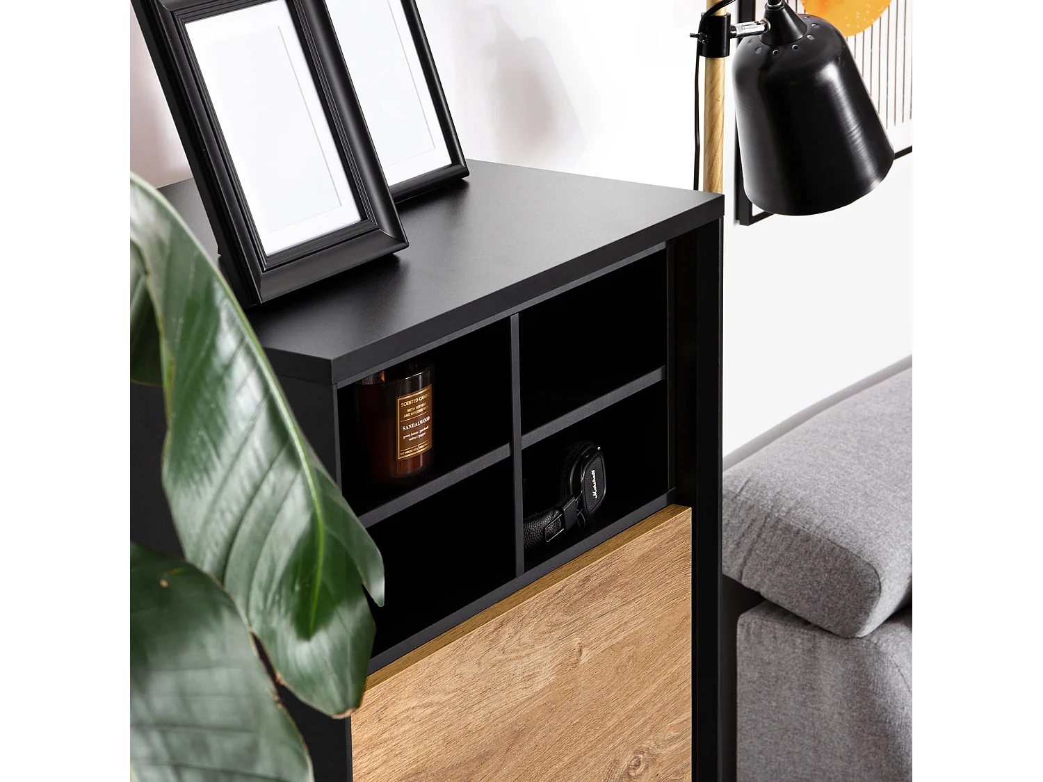 Bücherregal mit Einsatz - schwarz - LOFTY