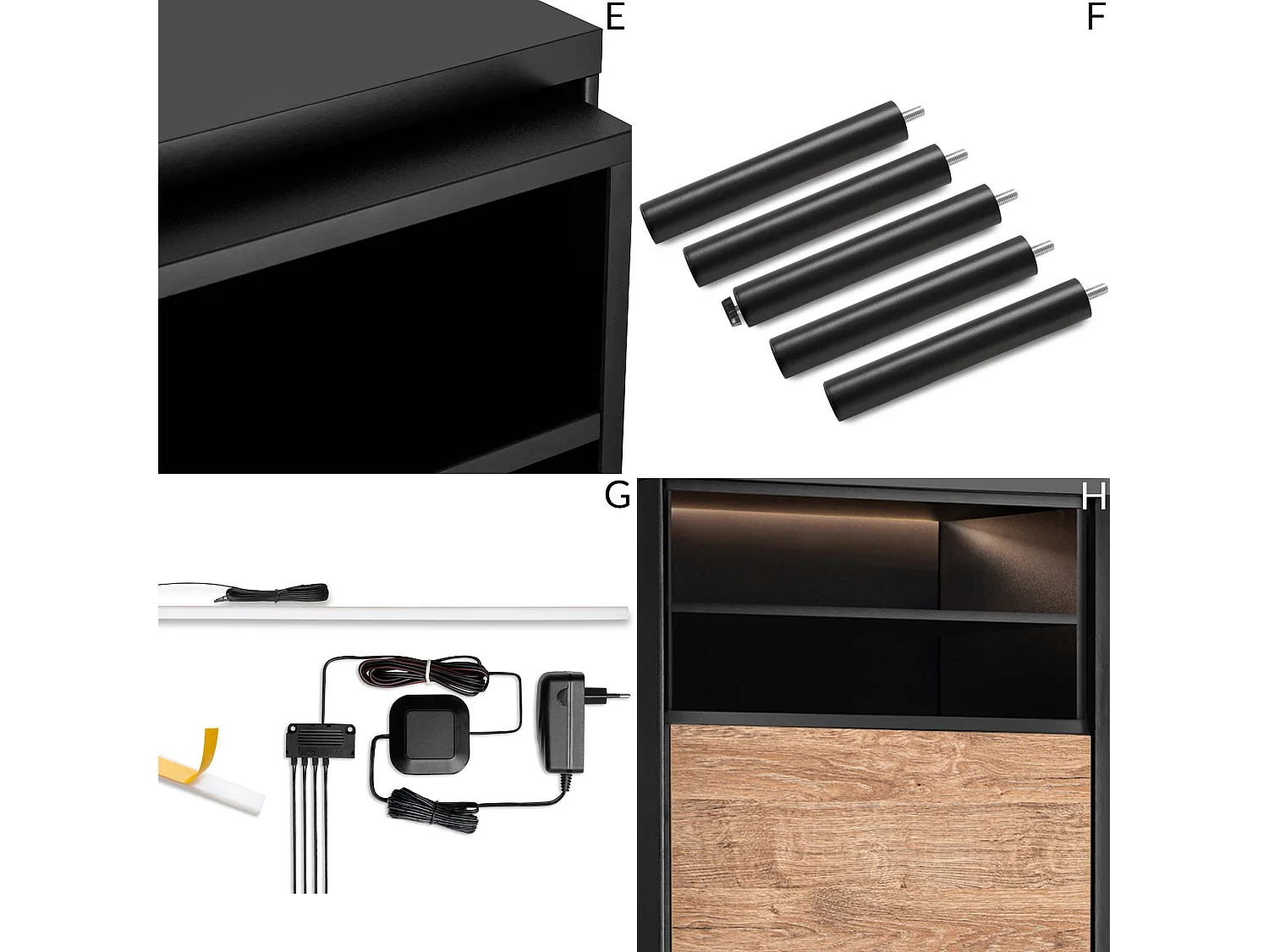 Bücherregal mit Einsatz - schwarz - LOFTY