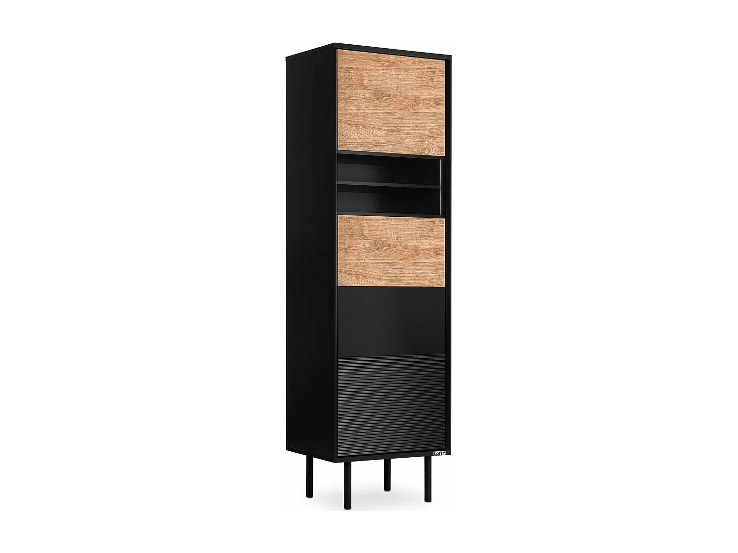 Regal Kreuzeinlage - schwarz - Eiche natur - LOFTY