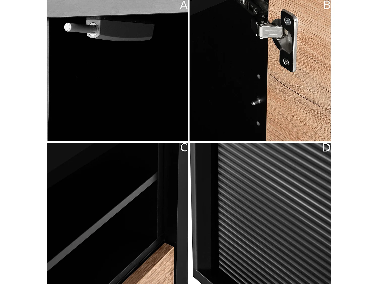 Regal Kreuzeinlage - schwarz - Eiche natur - LOFTY