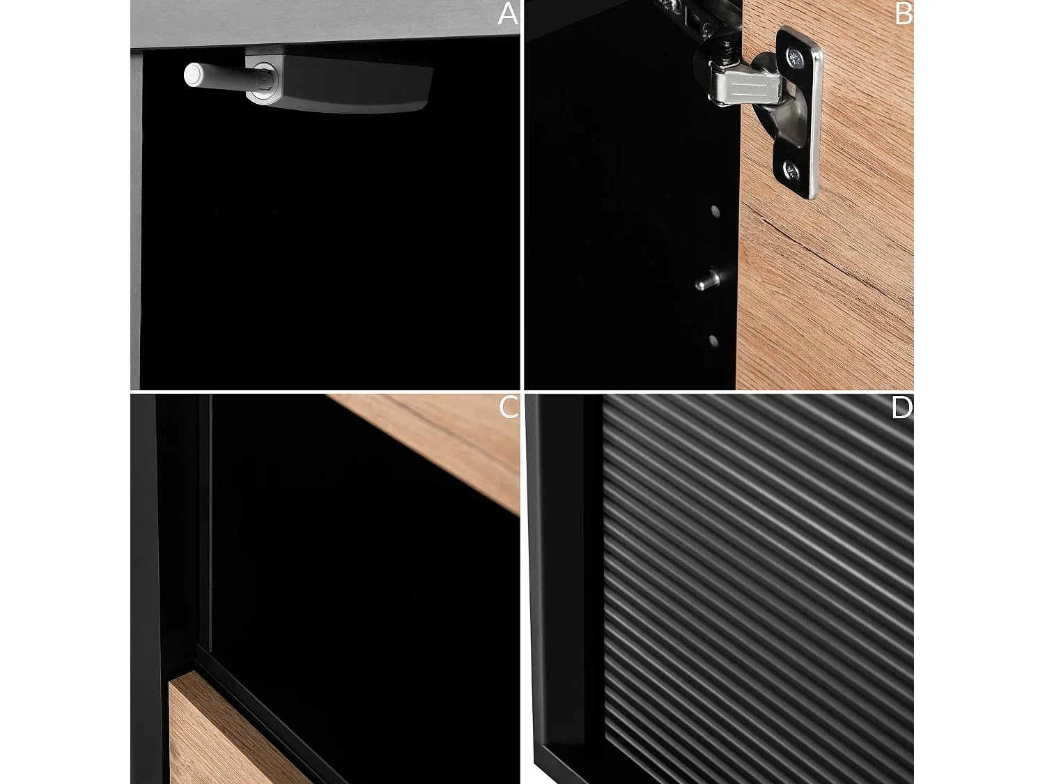 Regal Kreuzeinlage - schwarz - Eiche natur - LOFTY