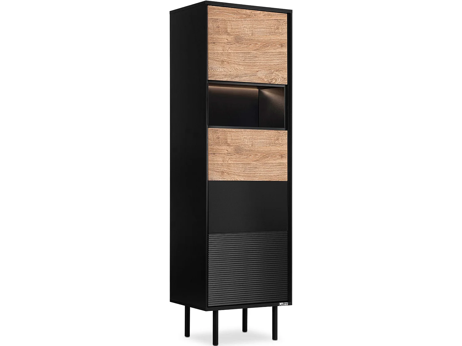 Regal Kreuzeinlage - schwarz - Eiche natur - LOFTY