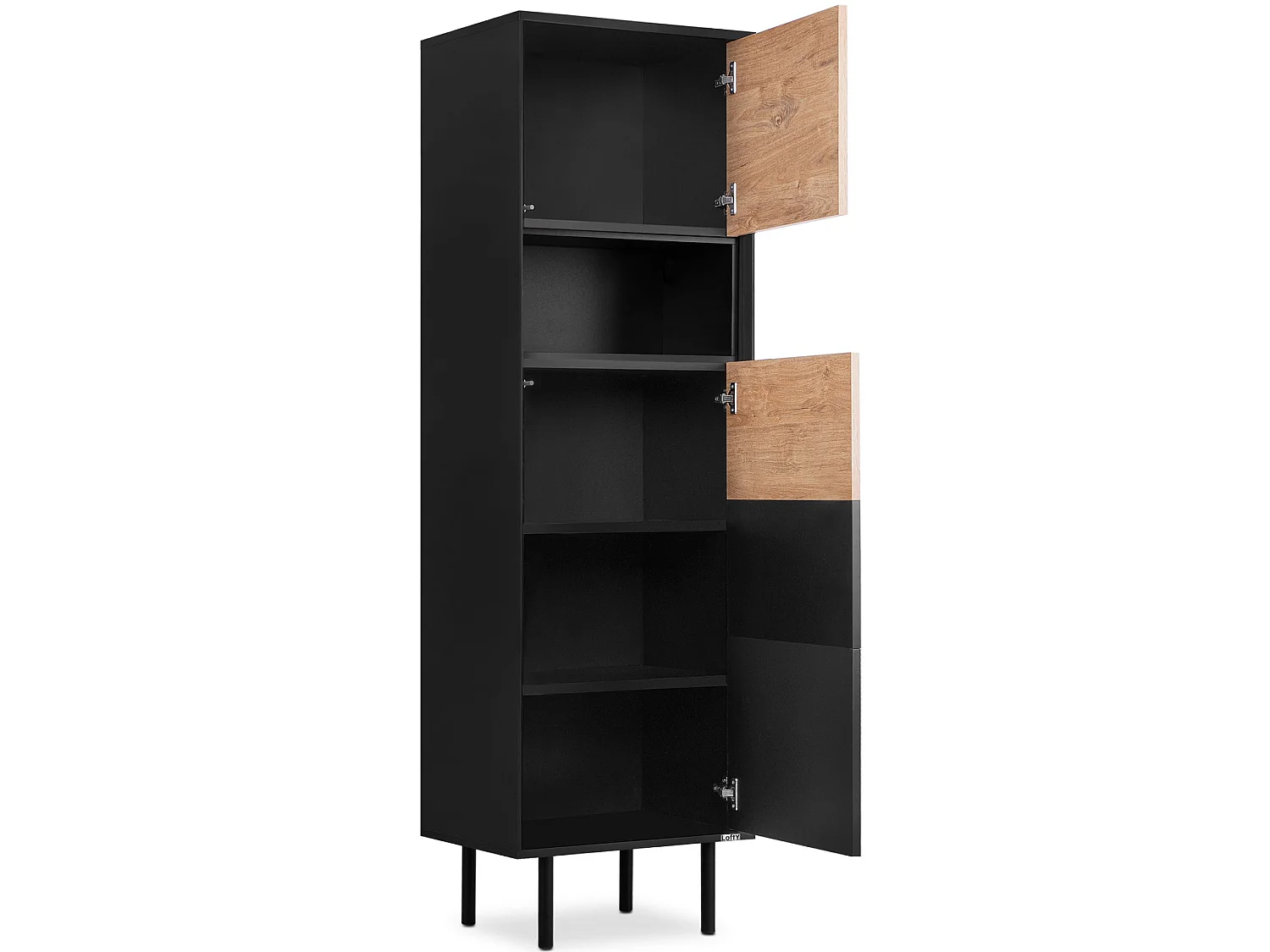 Regal Kreuzeinlage - schwarz - Eiche natur - LOFTY