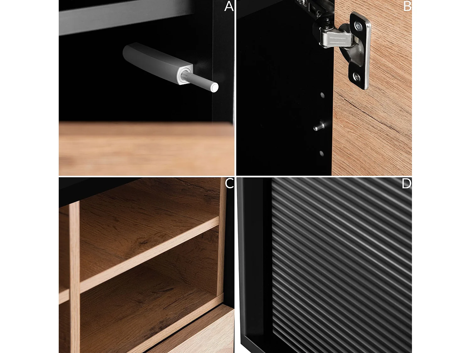 Regal Kreuzeinlage - schwarz - Eiche natur - LOFTY