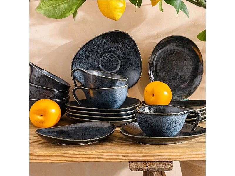 Kaffeeservice (18er-Set) - Porzellan - schwarz - TIME BLACK