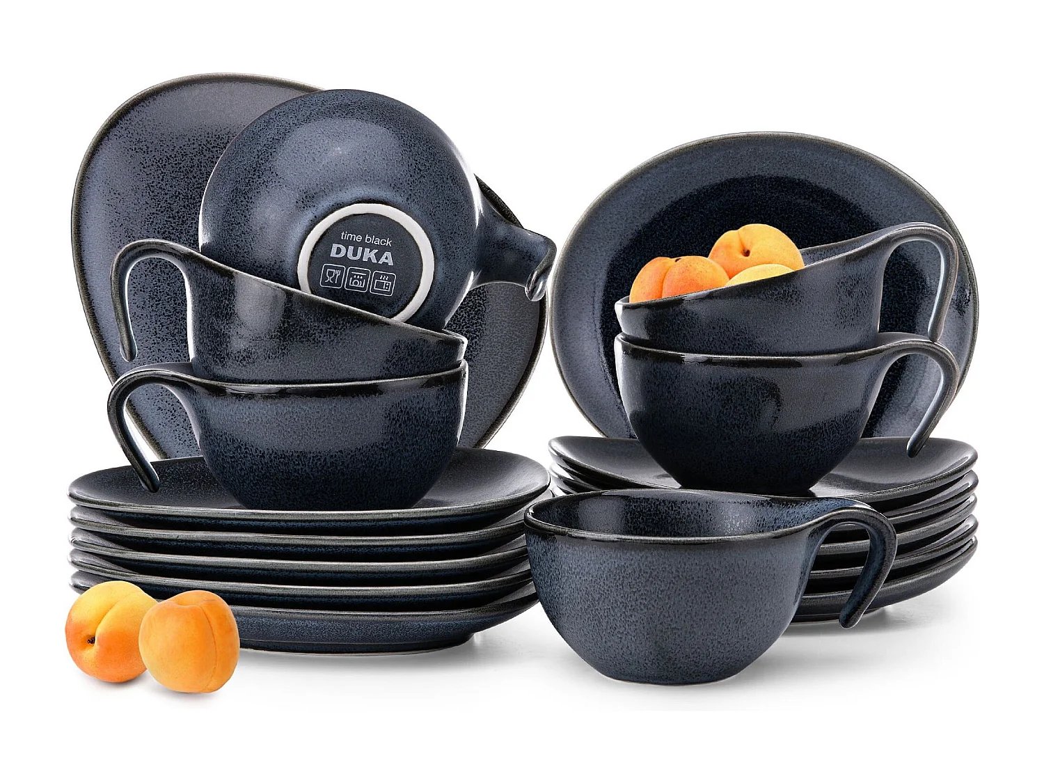 Kaffeeservice (18er-Set) - Porzellan - schwarz - TIME BLACK