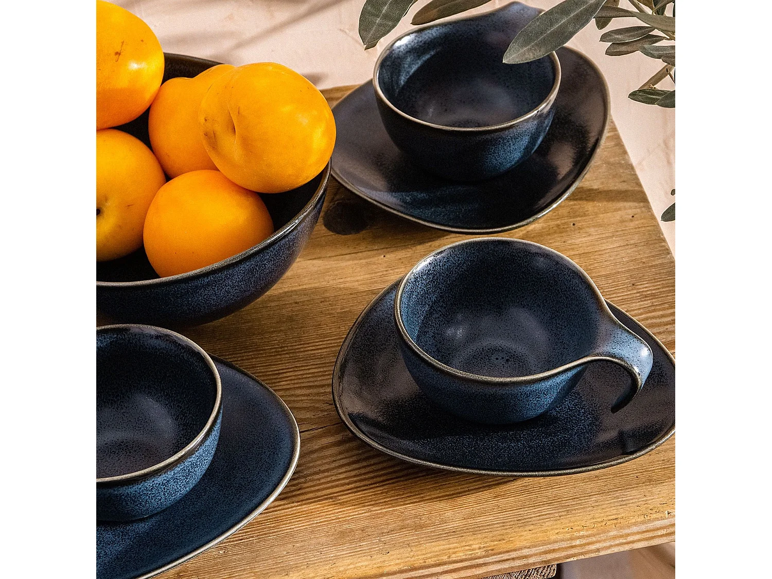 Kaffeeservice (18er-Set) - Porzellan - schwarz - TIME BLACK