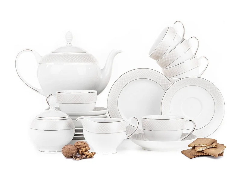 Teeservice für 6 Personen (15-teilig) - Porzellan - Platin - SCANIA
