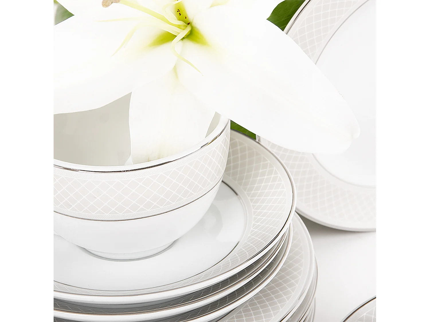 Teeservice für 6 Personen (15-teilig) - Porzellan - Platin - SCANIA