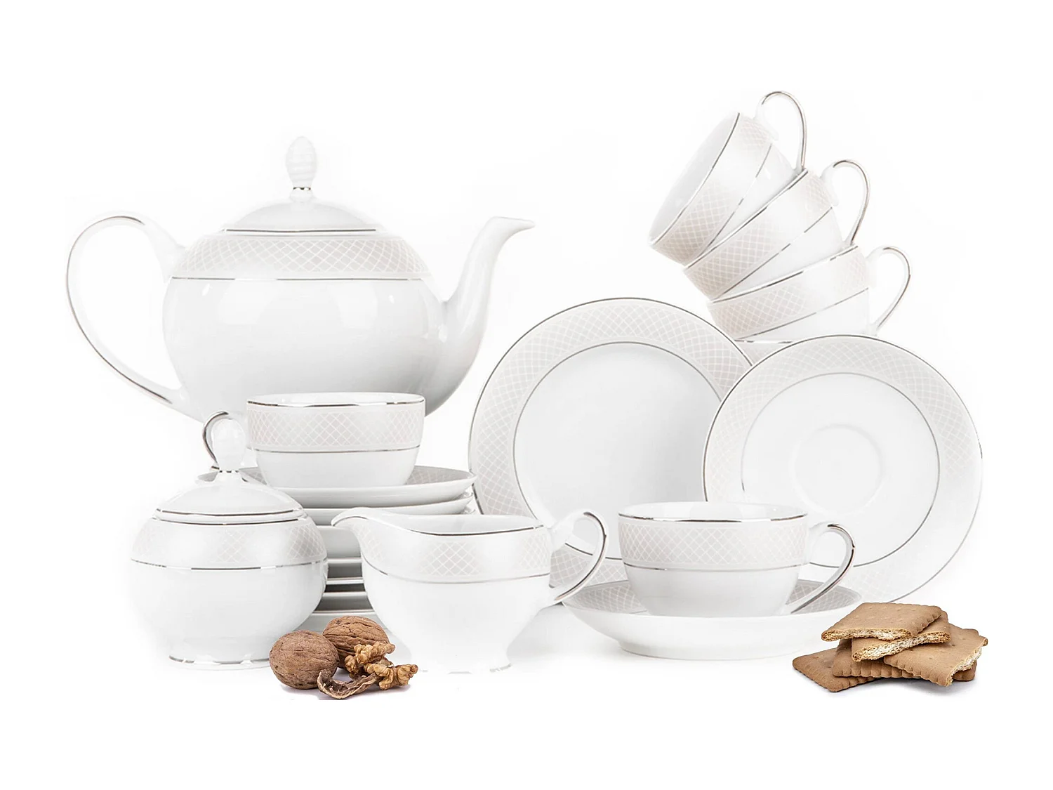 Teeservice für 6 Personen (15-teilig) - Porzellan - Platin - SCANIA