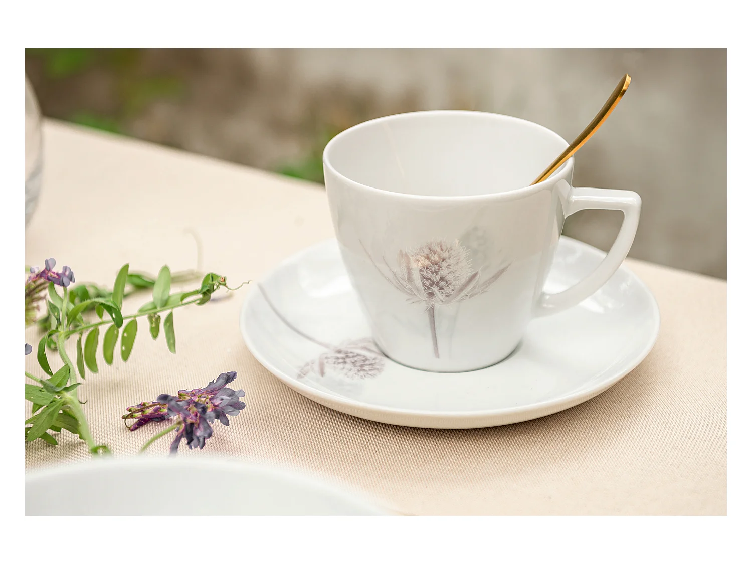 Kaffeeservice 350ml (12-tlg) 6 Personen - Porzellan - Weiß/Violett - BOSS