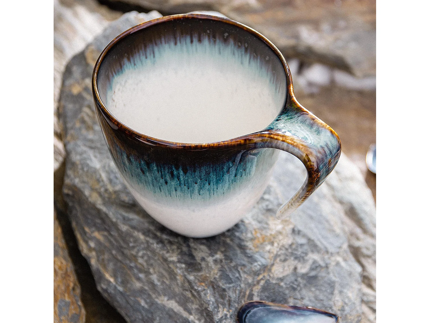 Becher 6-tlg mit reaktiver Glasur - Porzellan - marineblue - TIME DIM