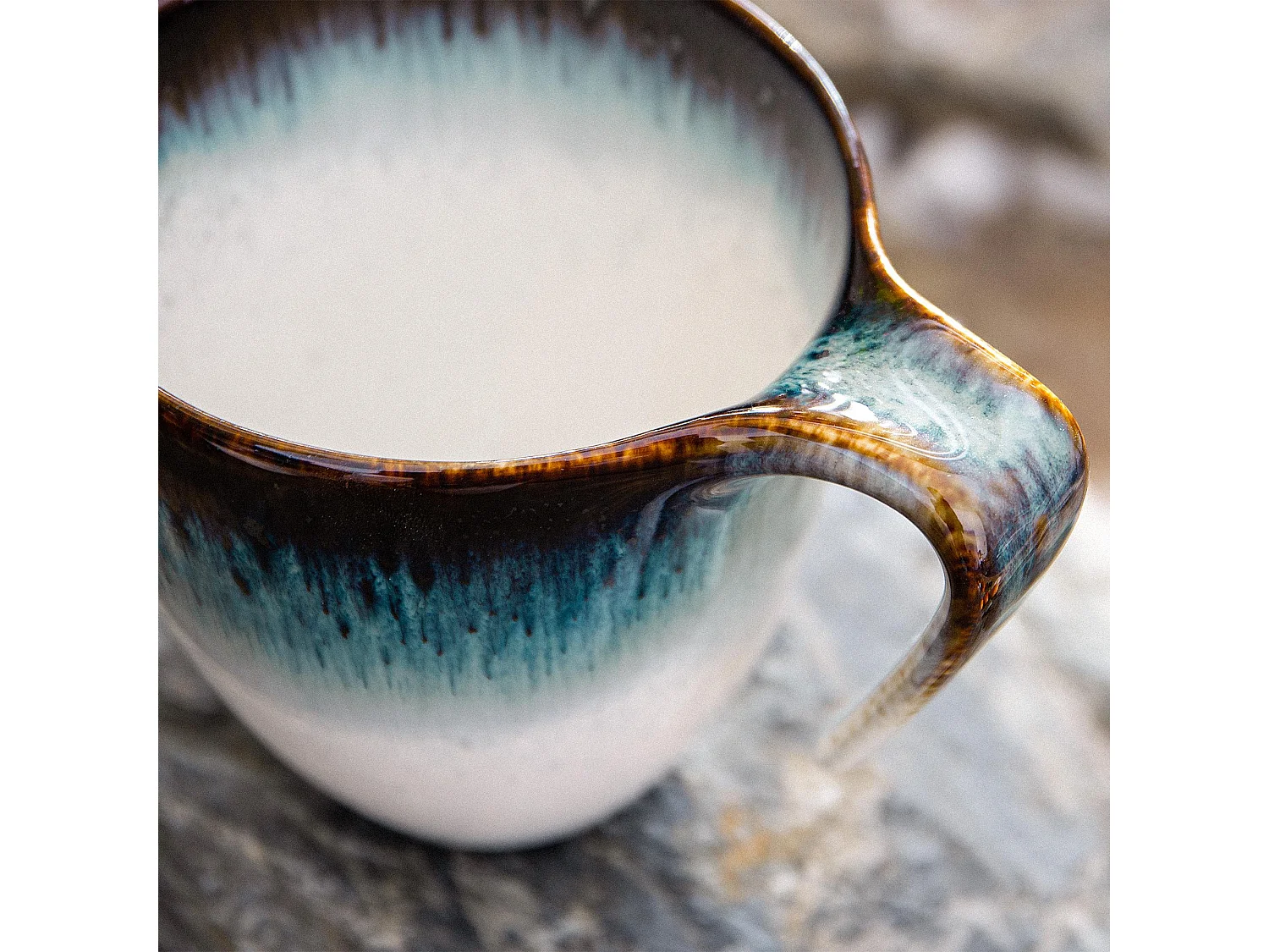 Becher 6-tlg mit reaktiver Glasur - Porzellan - marineblue - TIME DIM