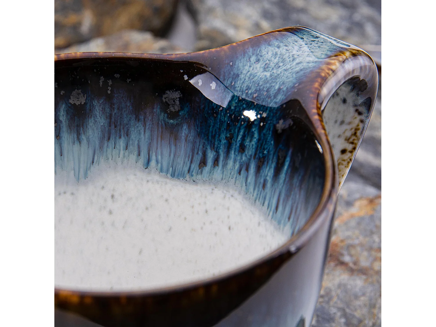 Becher 6-tlg mit reaktiver Glasur - Porzellan - marineblue - TIME DIM