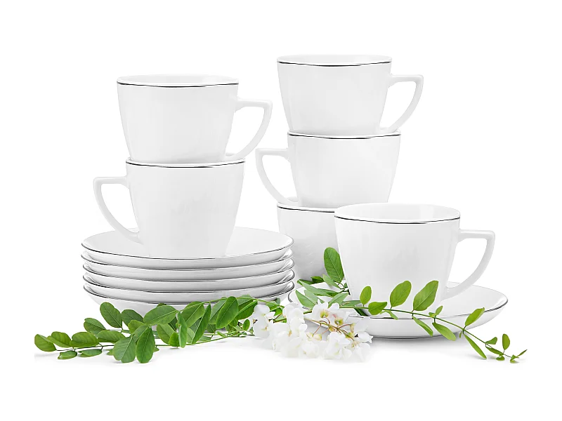 Kaffeeservice 350ml (12-tlg) 6 Personen - Porzellan - Weiß - BOSS