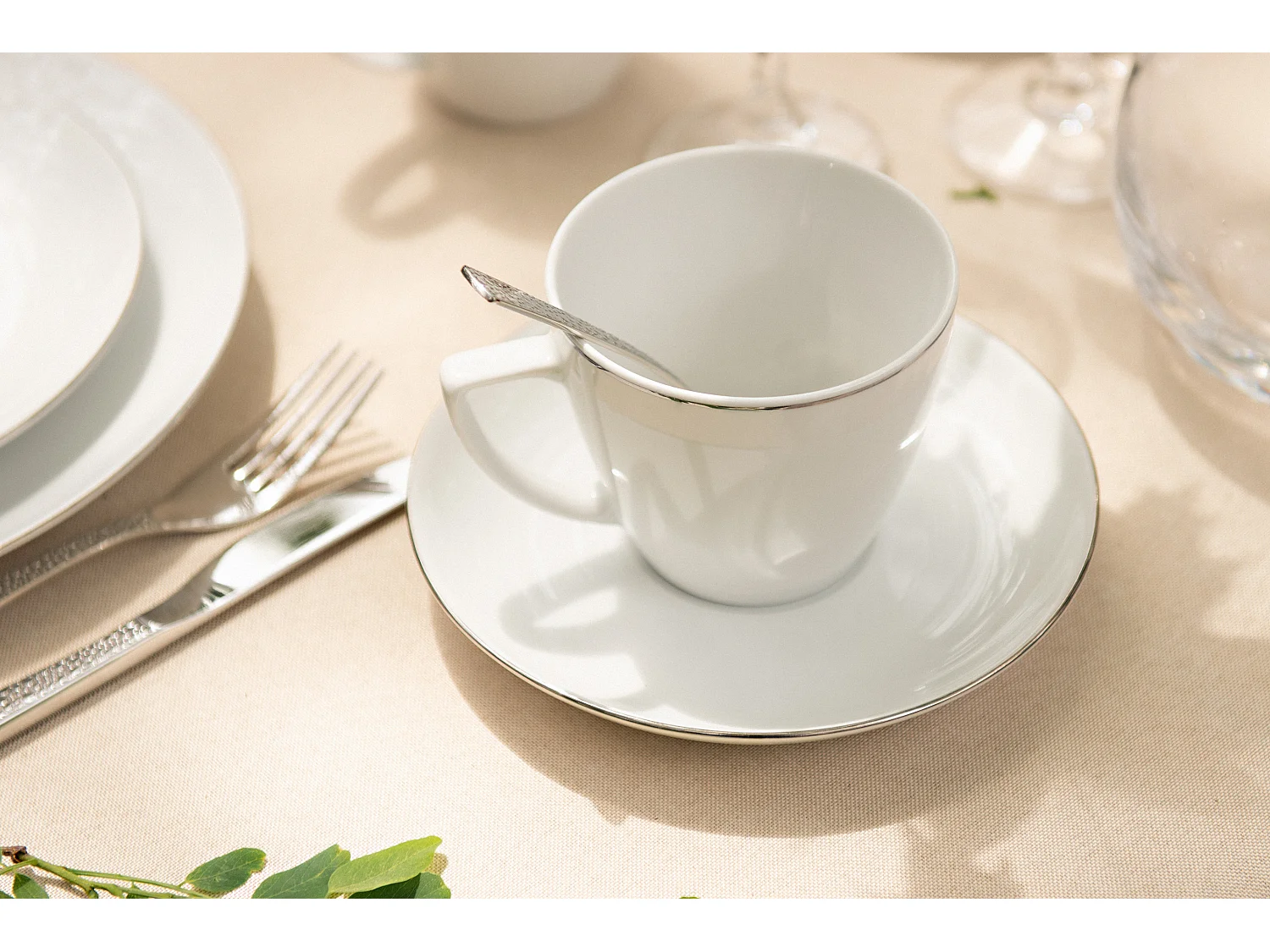 Kaffeeservice 350ml (12-tlg) 6 Personen - Porzellan - Weiß - BOSS