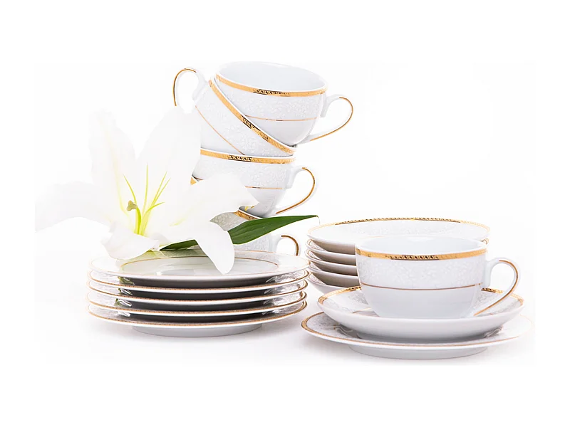 Teeservice für 6 Personen (18 El.) - Porzellan - Gold - NEW HOLLIS GOLD